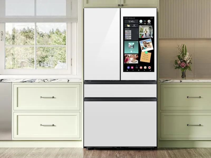 Samsung RF90F29AEW Bespoke 29 Cu. Ft. 4-Door French Door Refrigerator With Ai Family Hub&#8482;  & Ai Vision Inside&#8482; In White Glass