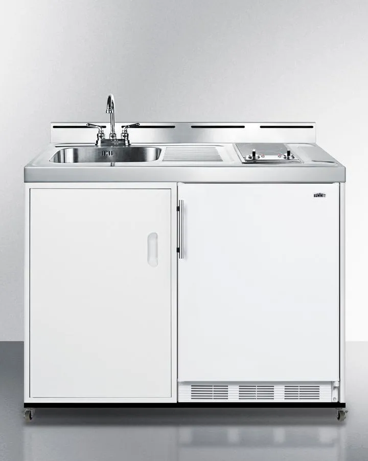Summit C48ELGLASSPUMPMB 48 Wide Mobile All-In-One Kitchenette. No Plumbing Needed