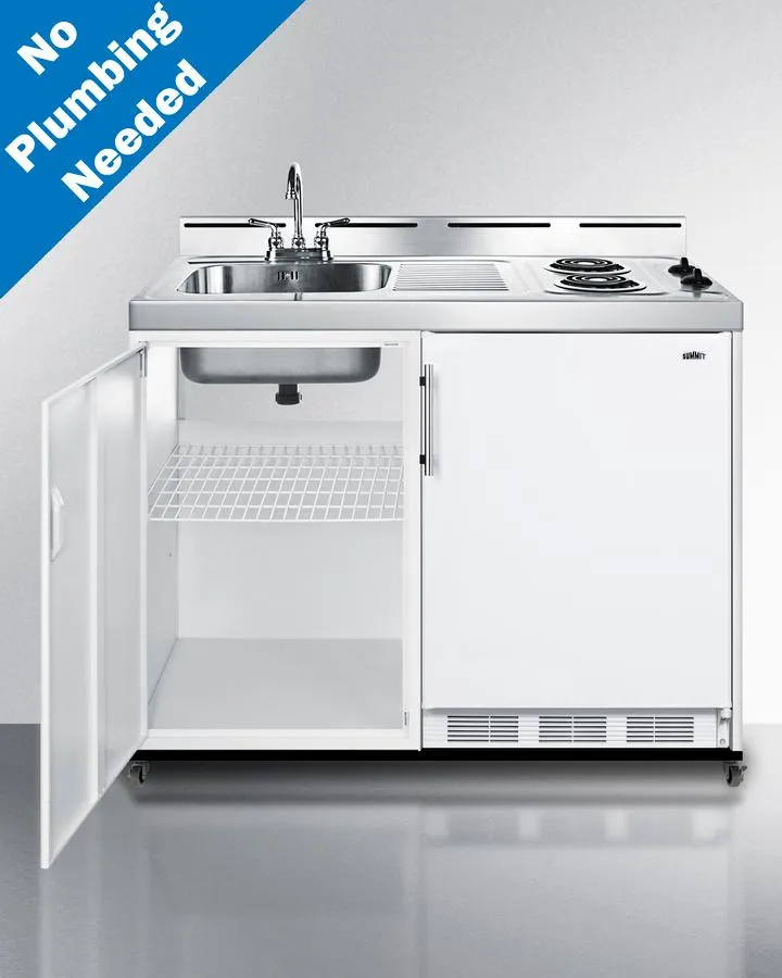 Summit C48ELPUMPMB 48 Wide Mobile All-In-One Kitchenette. No Plumbing Needed