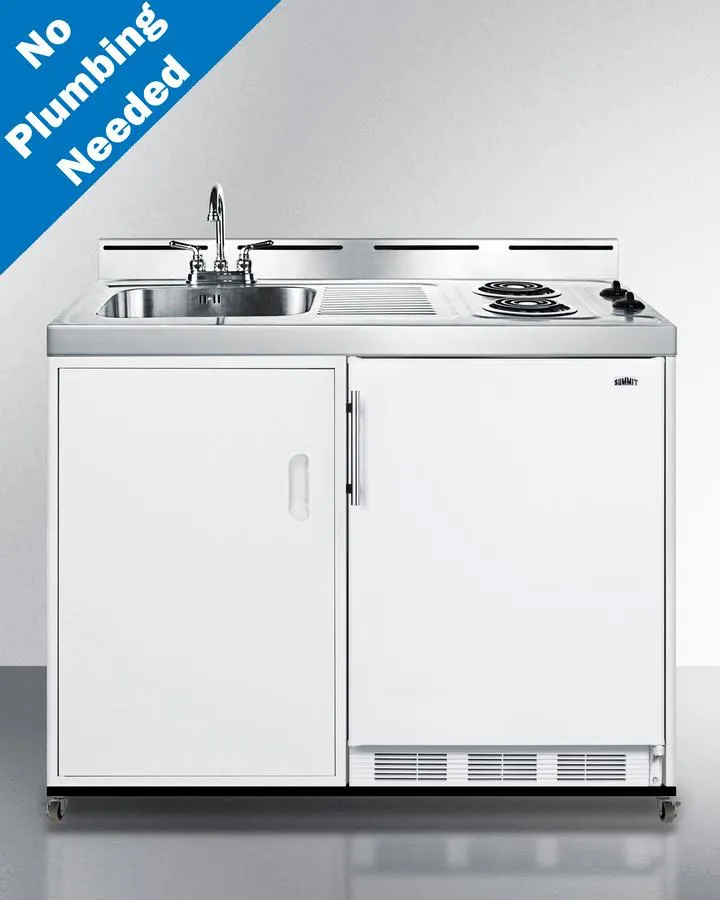 Summit C48ELPUMPMB 48 Wide Mobile All-In-One Kitchenette. No Plumbing Needed