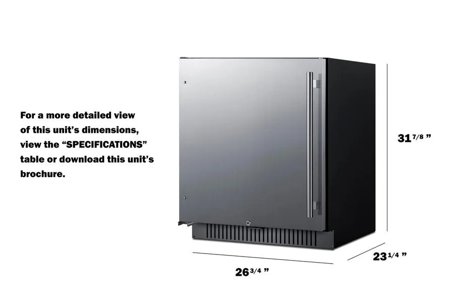 Summit FF27BSSADALHD 27 Wide Built-In All-Refrigerator. Ada Compliant