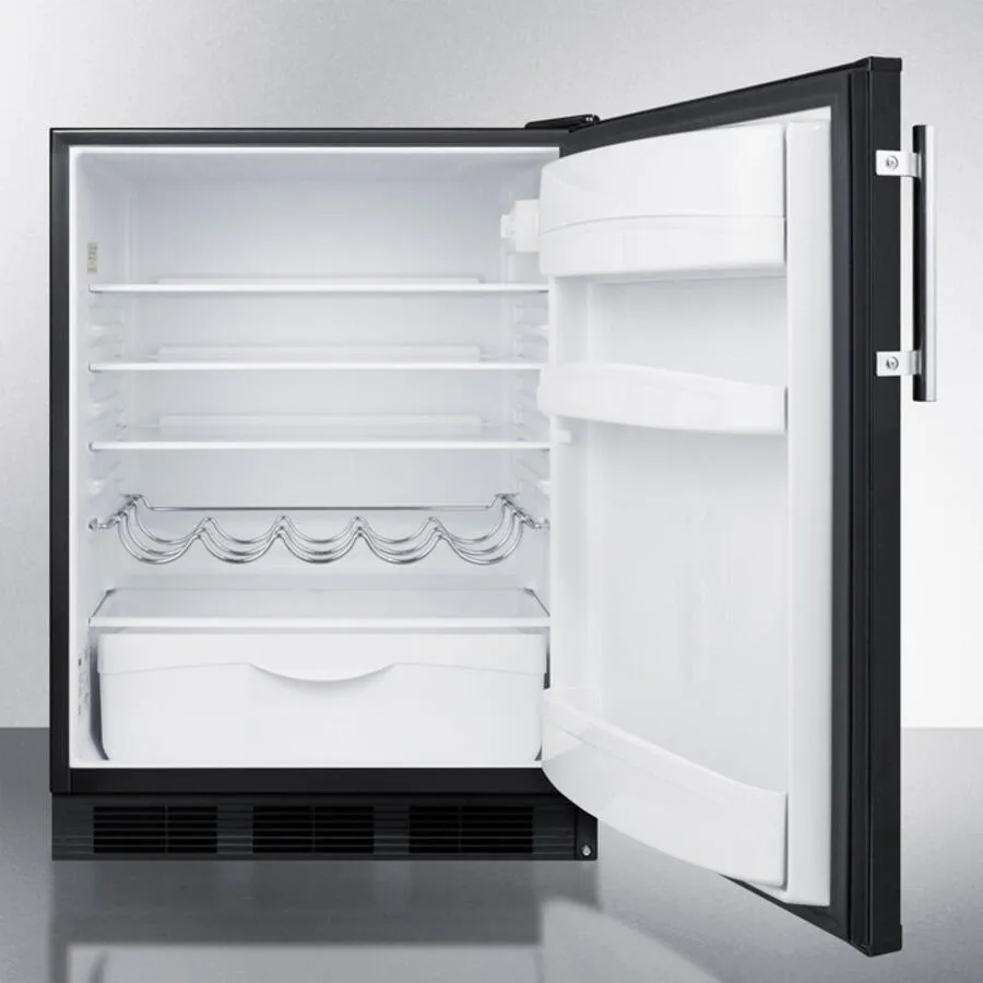 Summit FF63BBIADA Ada Compliant Built-In Undercounter All-Refrigerator For Residential Use. Auto Defrost With Deluxe Interior And Black Exterior Finish