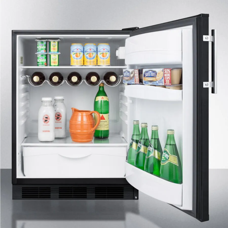Summit FF63BBIADA Ada Compliant Built-In Undercounter All-Refrigerator For Residential Use. Auto Defrost With Deluxe Interior And Black Exterior Finish