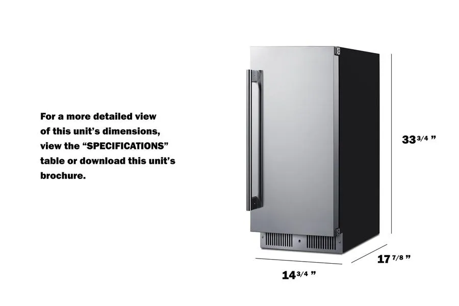 Summit SDHR1534 15 Wide Built-In All-Refrigerator