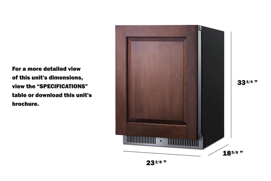 Summit SDHR2444PNR 24 Wide Built-In All-Refrigerator (Panel Not Included)