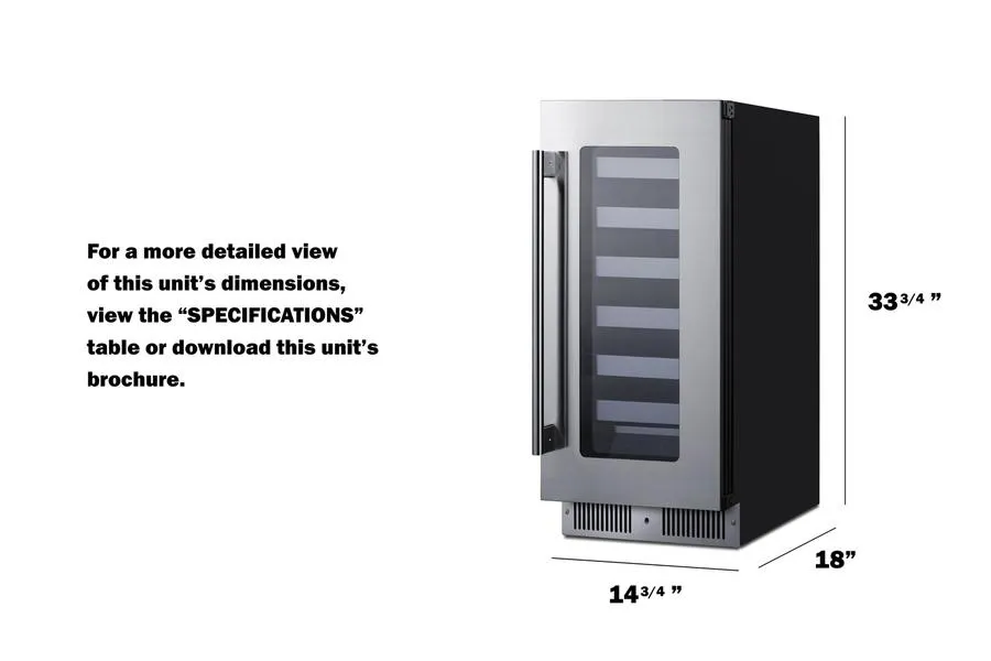 Summit SDHW1532LHD 15 Wide Built-In Wine Cellar