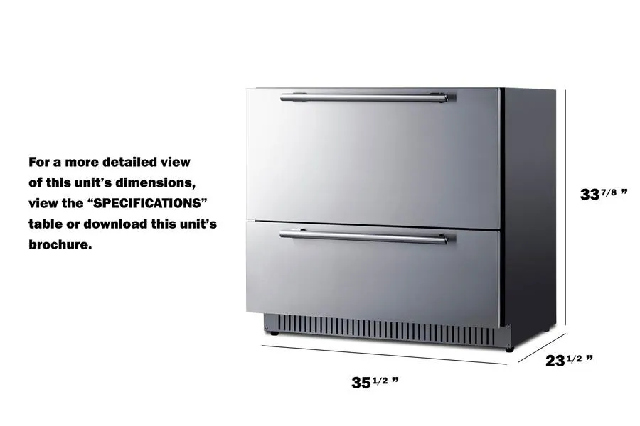 Summit SPR36332D 36 Wide 2-Drawer All-Refrigerator