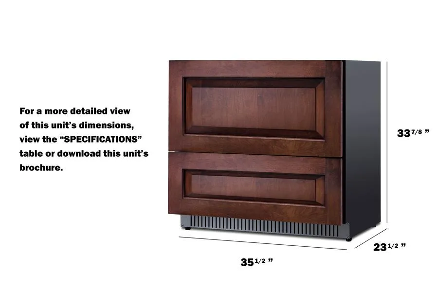Summit SPR36332DPNR 36 Wide 2-Drawer All-Refrigerator (Panels Not Included)
