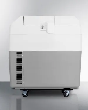 Summit SPRF36M2 Portable 12V/24V Cooler Capable Of Operation As Refrigerator (2-8(Degree)C) Or Freezer (-15(Degree)C). With Factory-Installed Lock. Strap Handle. And Four Pre-Installed Wheels