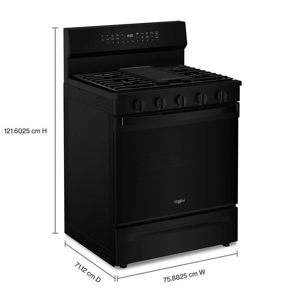Whirlpool WFGS7530RB 30-Inch Smart Gas Range With Air Cooking Technology. No Preheat Air Fry. Steam/Self Clean And High Speed Preheat