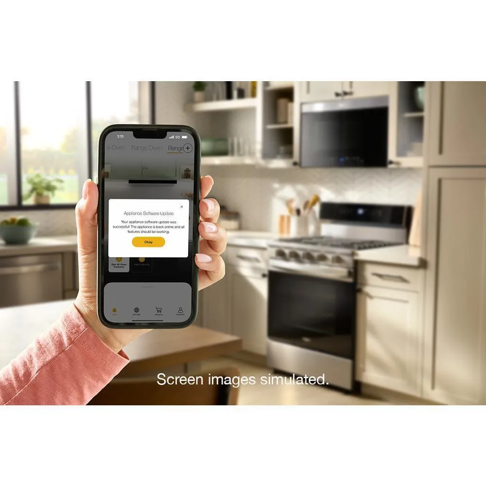 Whirlpool WFGS7530RB 30-Inch Smart Gas Range With Air Cooking Technology. No Preheat Air Fry. Steam/Self Clean And High Speed Preheat