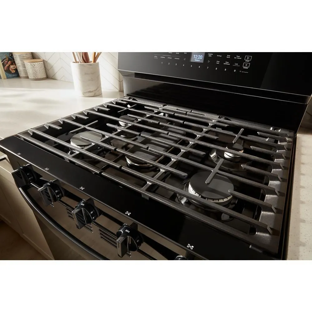 Whirlpool WFGS7530RB 30-Inch Smart Gas Range With Air Cooking Technology. No Preheat Air Fry. Steam/Self Clean And High Speed Preheat