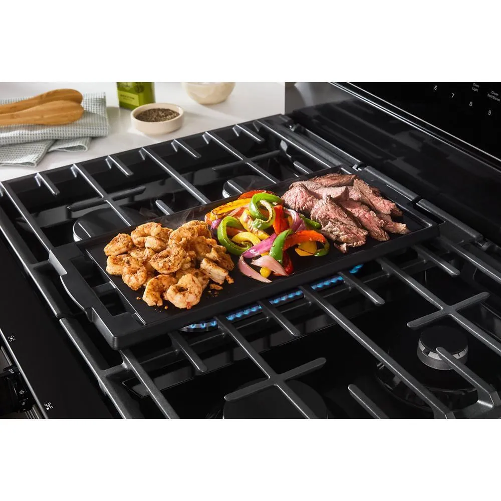 Whirlpool WFGS7530RB 30-Inch Smart Gas Range With Air Cooking Technology. No Preheat Air Fry. Steam/Self Clean And High Speed Preheat