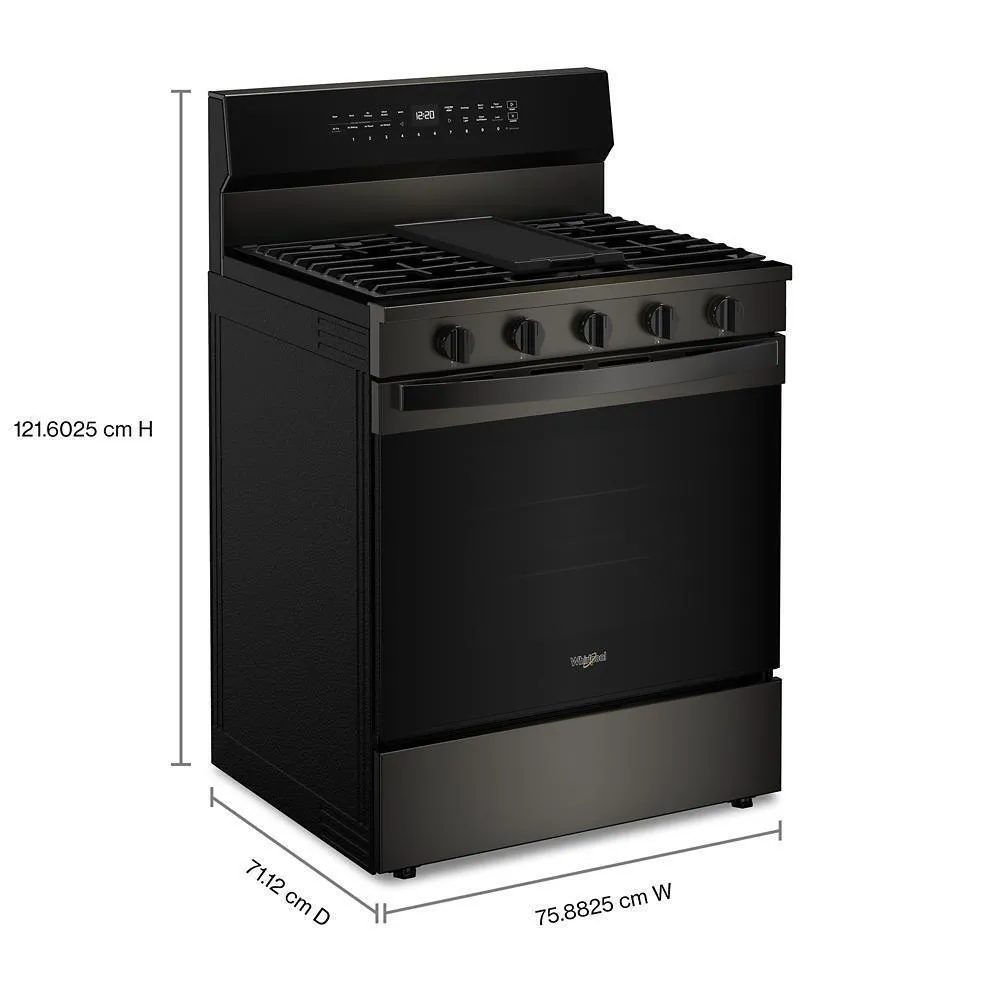 Whirlpool WFGS7530RV 30-Inch Smart Gas Range With Air Cooking Technology. No Preheat Air Fry. Steam/Self Clean And High Speed Preheat