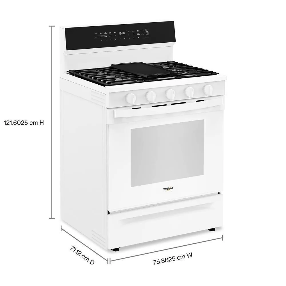 Whirlpool WFGS7530RW 30-Inch Smart Gas Range With Air Cooking Technology. No Preheat Air Fry. Steam/Self Clean And High Speed Preheat