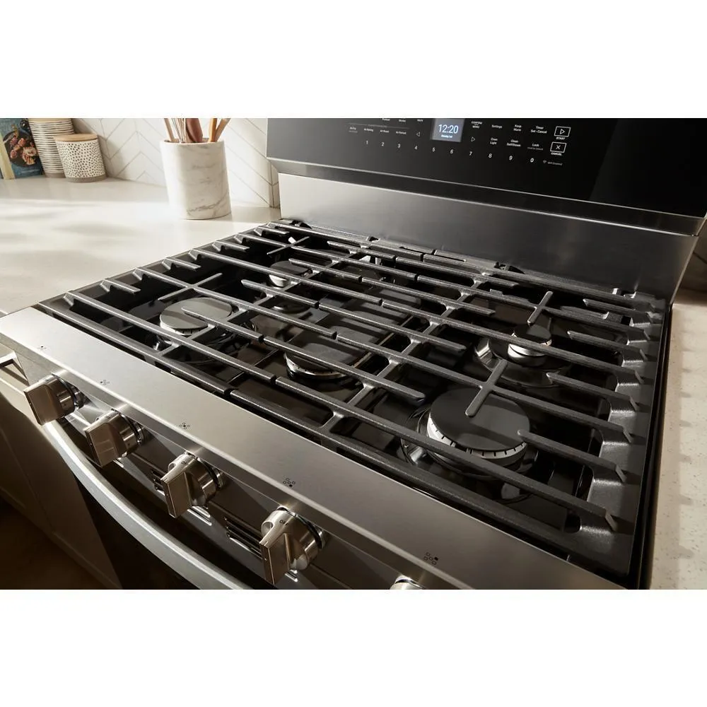 Whirlpool WFGS7530RZ 30-Inch Smart Gas Range With Air Cooking Technology. No Preheat Air Fry. Steam/Self Clean And High Speed Preheat