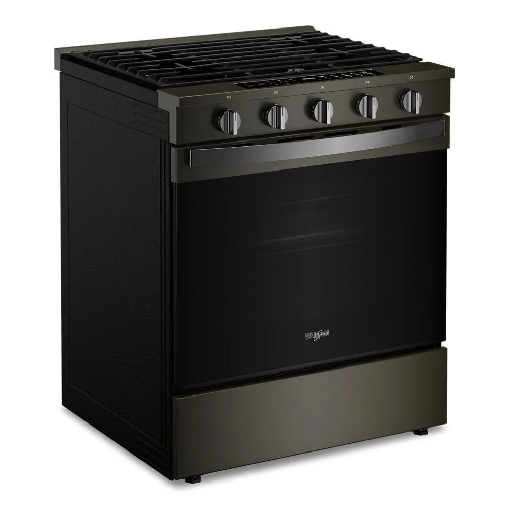 Whirlpool WSGS7530RV 30-Inch Smart Slide In Gas Range With Air Cooking Technology. No Preheat Air Fry. Wipeclean&#8482; Coating. Steam/Self Clean And High Speed Preheat