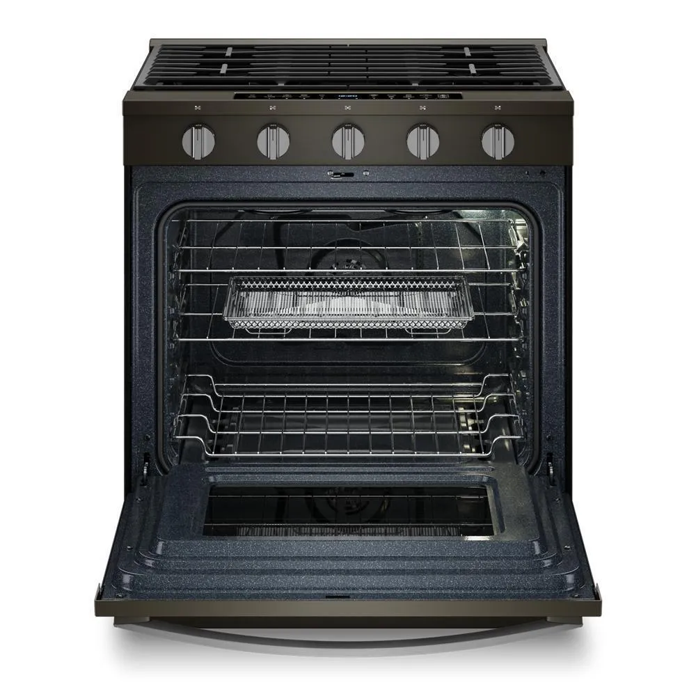 Whirlpool WSGS7530RV 30-Inch Smart Slide In Gas Range With Air Cooking Technology. No Preheat Air Fry. Wipeclean&#8482; Coating. Steam/Self Clean And High Speed Preheat
