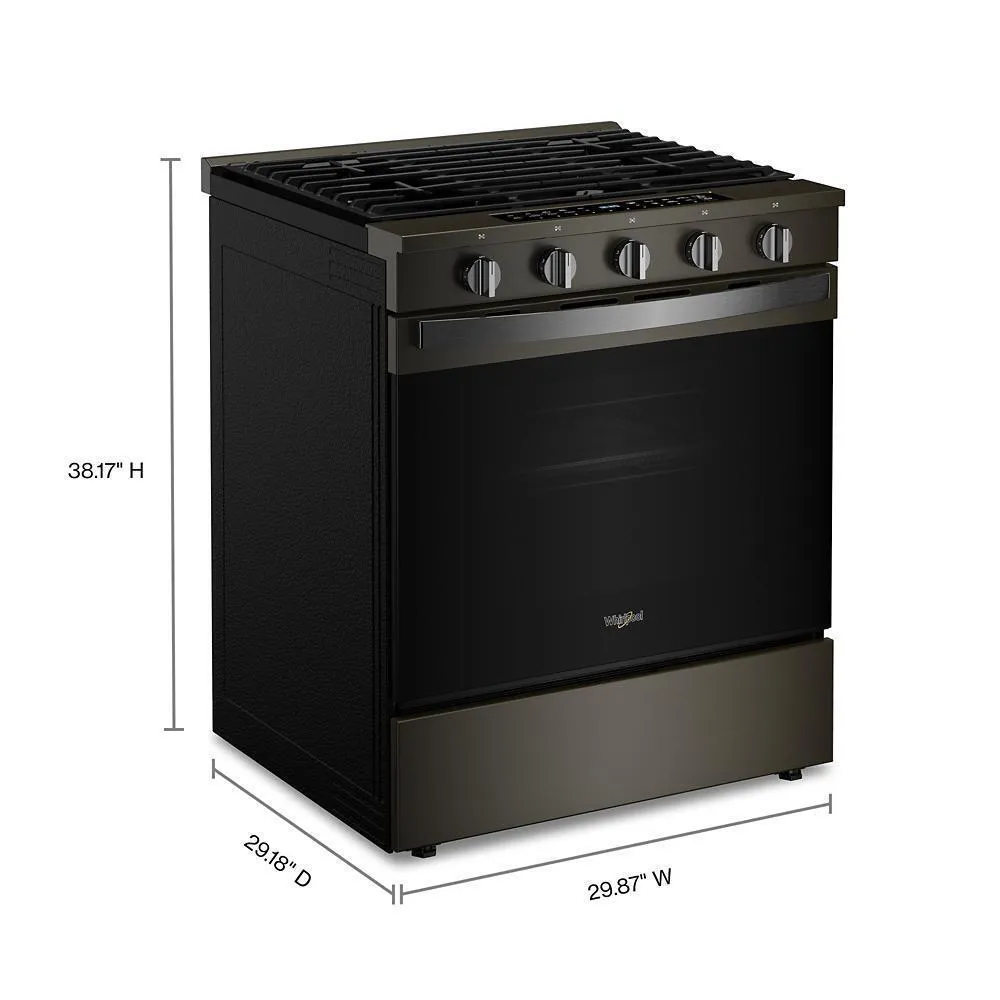 Whirlpool WSGS7530RV 30-Inch Smart Slide In Gas Range With Air Cooking Technology. No Preheat Air Fry. Wipeclean&#8482; Coating. Steam/Self Clean And High Speed Preheat
