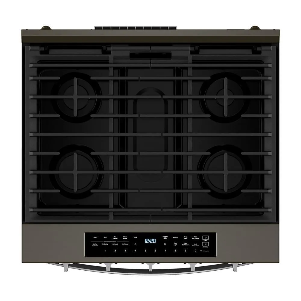 Whirlpool WSGS7530RV 30-Inch Smart Slide In Gas Range With Air Cooking Technology. No Preheat Air Fry. Wipeclean&#8482; Coating. Steam/Self Clean And High Speed Preheat
