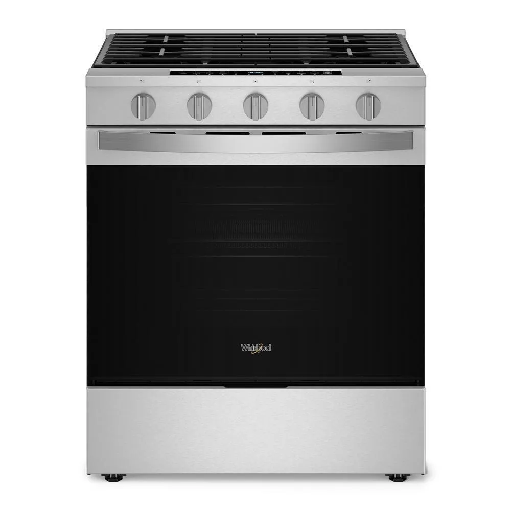 Whirlpool WSGS7530RZ 30-Inch Smart Slide In Gas Range With Air Cooking Technology. No Preheat Air Fry. Wipeclean&#8482; Coating. Steam/Self Clean And High Speed Preheat