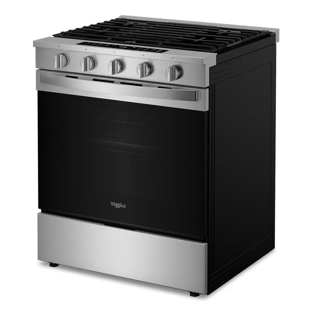 Whirlpool WSGS7530RZ 30-Inch Smart Slide In Gas Range With Air Cooking Technology. No Preheat Air Fry. Wipeclean&#8482; Coating. Steam/Self Clean And High Speed Preheat