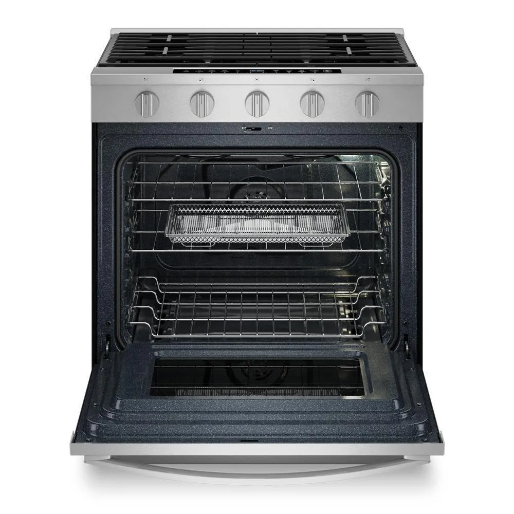Whirlpool WSGS7530RZ 30-Inch Smart Slide In Gas Range With Air Cooking Technology. No Preheat Air Fry. Wipeclean&#8482; Coating. Steam/Self Clean And High Speed Preheat