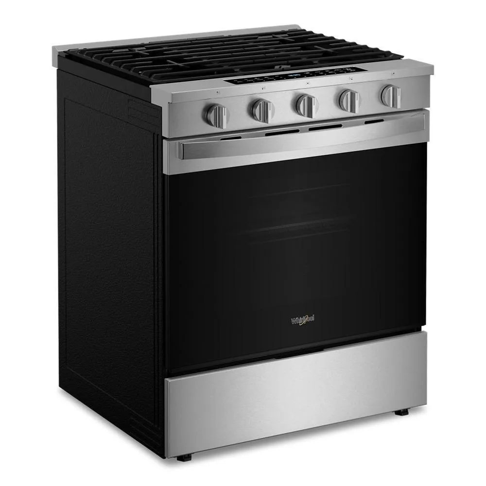 Whirlpool WSGS7530RZ 30-Inch Smart Slide In Gas Range With Air Cooking Technology. No Preheat Air Fry. Wipeclean&#8482; Coating. Steam/Self Clean And High Speed Preheat