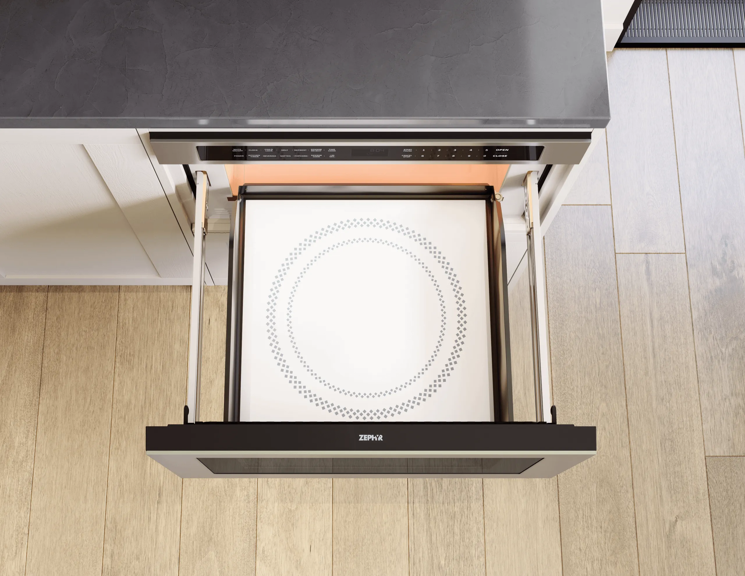 Zephyr MWD3001AS Microwave Drawer. 30In. Built-In. Ss. 1.2 Cu. Ft.